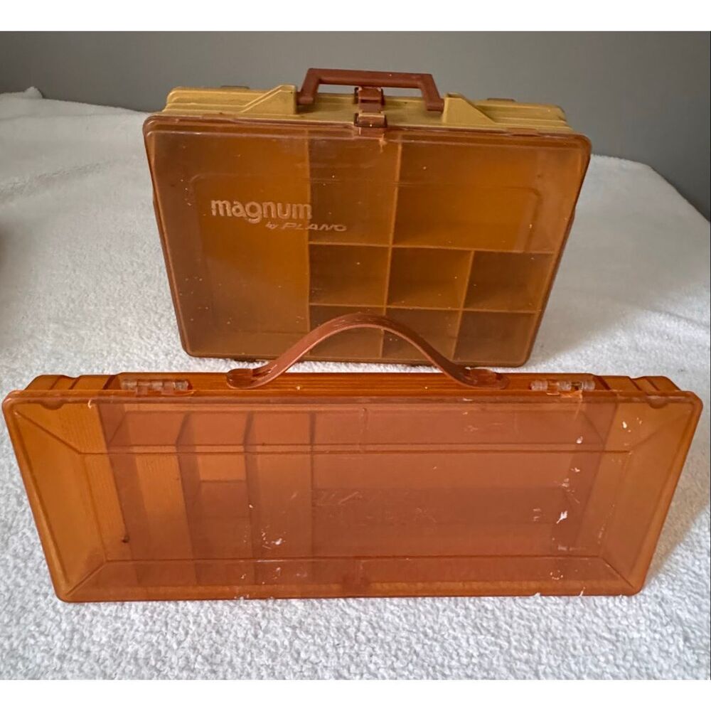 Vintage Plano Magnum Double Sided Fishing Tackle Box #1119 and Plano Trail-Pak